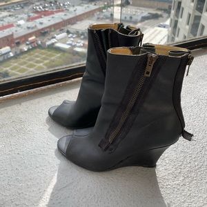 Acne Peep Toe Zipper Wedge Booties